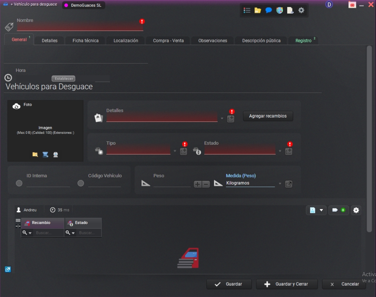 Pestaña General Pestaña General