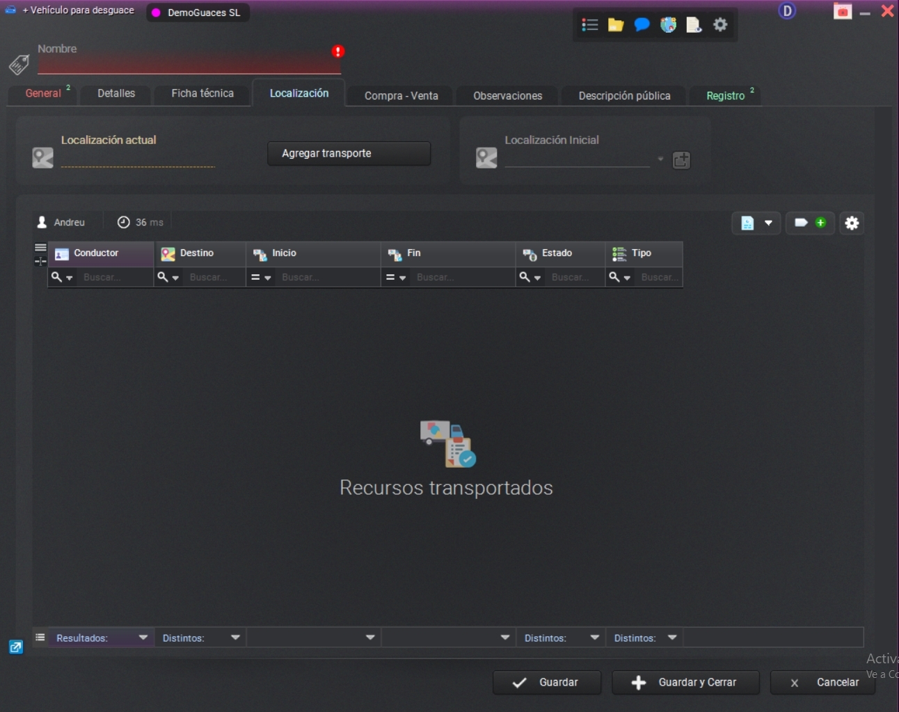 Pestaña Localización Pestaña Localización