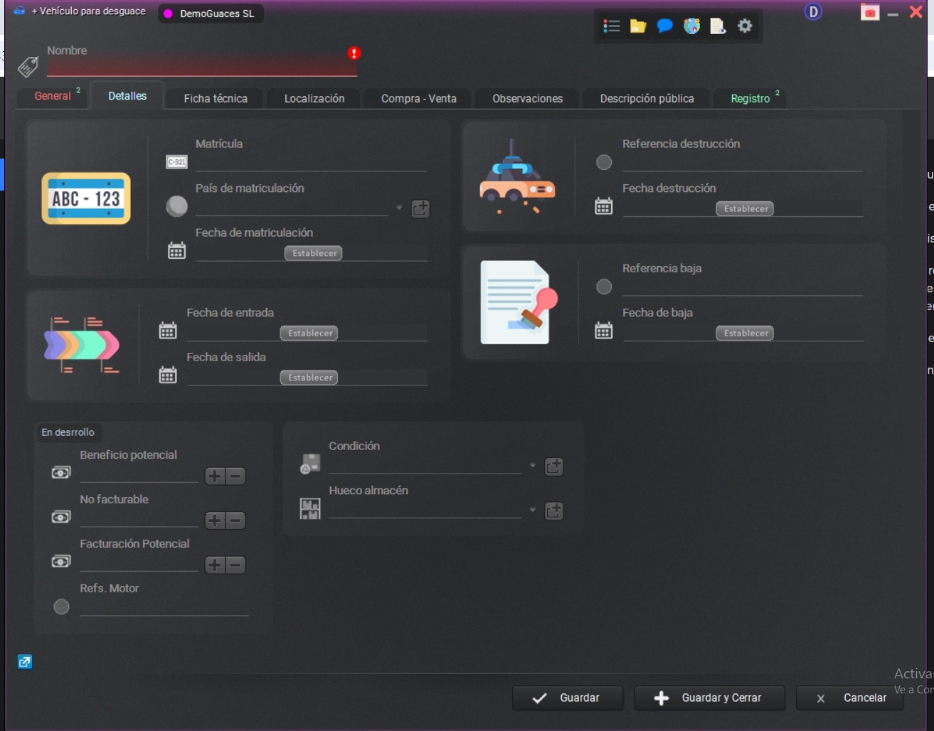 Pestaña Detalles Pestaña Detalles